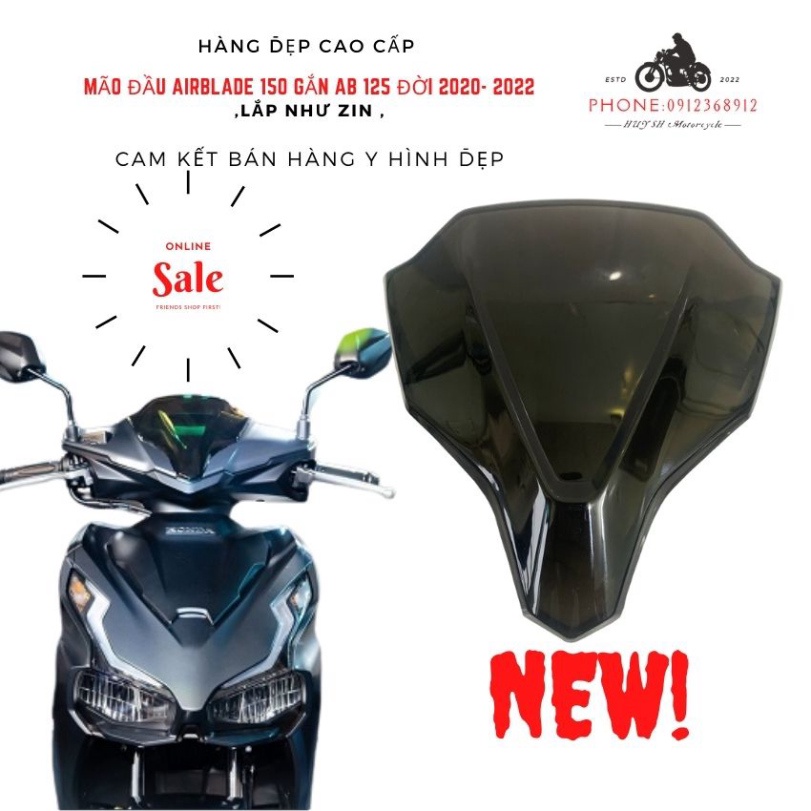 Mặt Nạ Kiểu SH Ý Gắn Cho Airblade 2020 - AB 2021-AB 2022 Chính Hãng Motorart