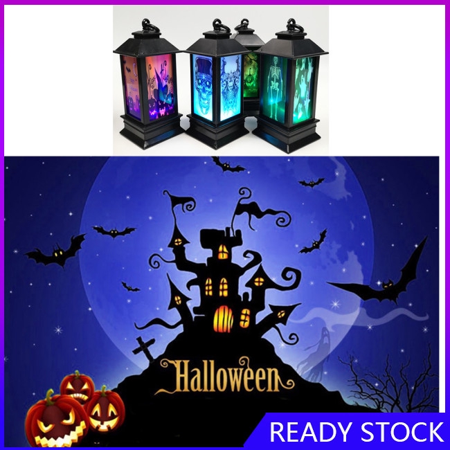 FL【COD Ready】Đèn dầu treo tường phong cách cổ điển 7 màu họa tiết Halloween 14x5.2cm