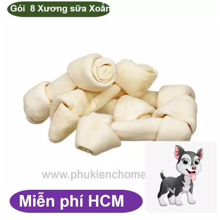 Xương dành cho chó - Xương doog sữa tết xoắn ( 6 cái/ túi) (hanpet 4711431) xương chó gặm