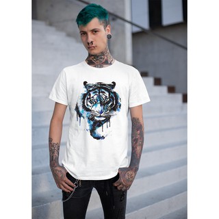 Áo thun Nam in hình tranh sơn dầu vẽ hổ - màu xanh - Cotton Thun Phong Cách Cá Tính - Cực Chất Và Đẹp