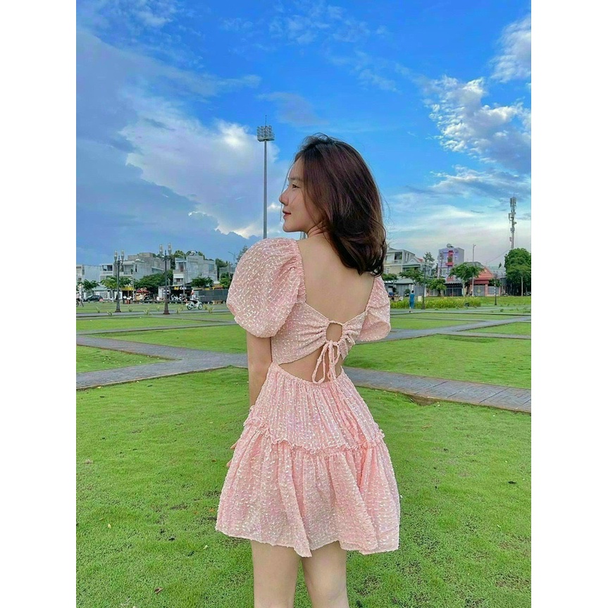 Đầm Hở Lưng Có Mút Ngực,đầm Xòe Dự Tiệc Tay Phồng Hot Hit Siêu Dễ Thương Thời Trang Nữ Minh Phúc