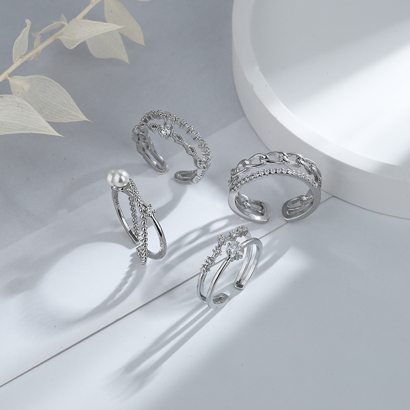 Nhẫn Đeo Tay Kim Loại Đính Ngọc Trai Xinh Xắn Cho Nữ