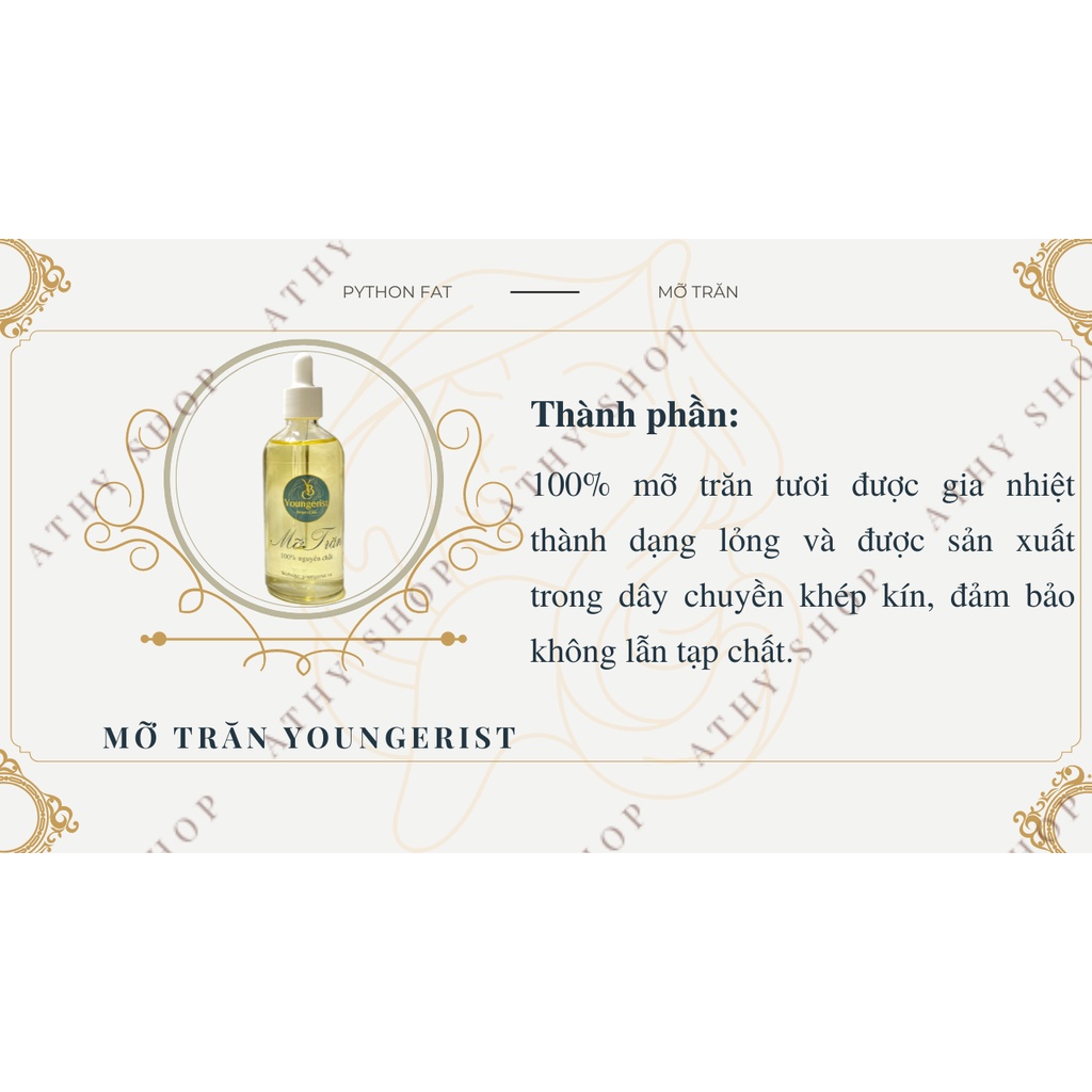 MỠ TRĂN NGUYÊN CHẤT YOUNGERIST TRIỆT LÔNG dung tích 20ML 50ML 100ML