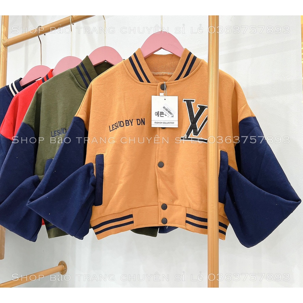 Áo Khoác Nỉ Bomber Nỉ Thêu LV Chất Nỉ Ngoại Kiểu Dáng Crotop Trẻ Trung Năng Động Chuẩn Hàn Quốc