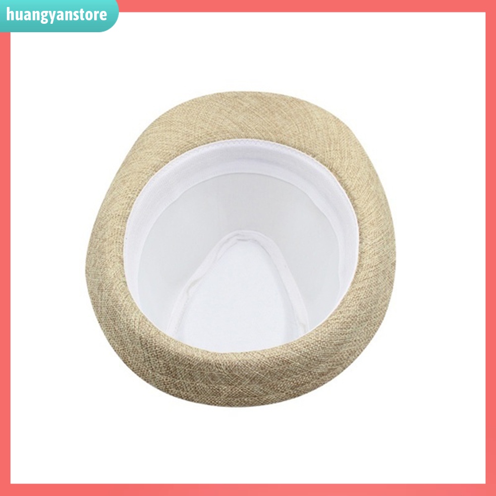 HY| Men Solid Color Wide Brim Fedora Felt Hat Panama Cap Boater Summer Beach Sunhat