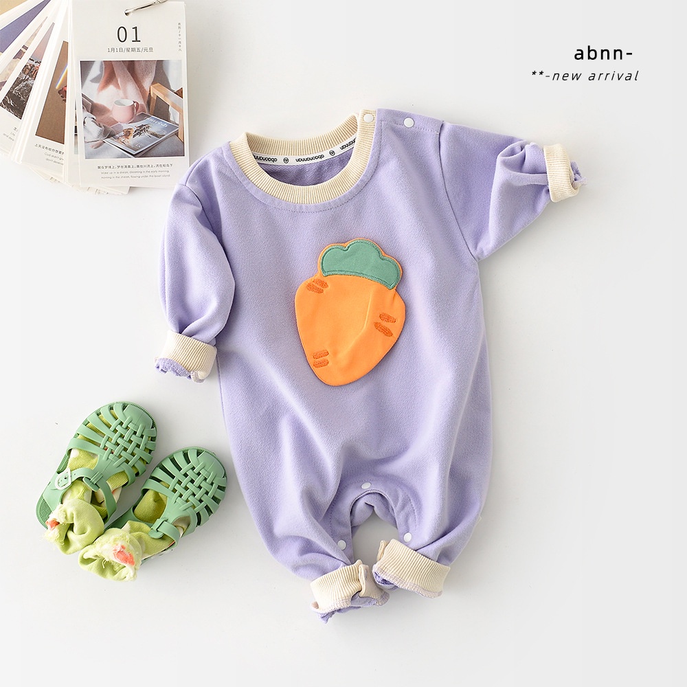 Áo liền quần tay dài in hình rau củ 3D cho bé