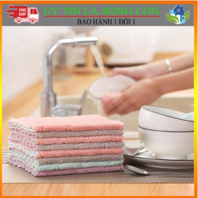 {SẢN PHẨM}Khăn Lau Bát Đũa Chén Nhà Bếp Nhà Vệ SInh 25 x25 Vải mềm Mịn