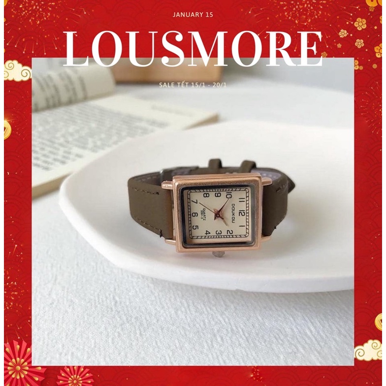 Đồng hồ thời trang nữ Gaiety chất dây da nhung cực đẹp, mặt chữ nhật, chống trày xước tốt DHG1 LOUSMORE