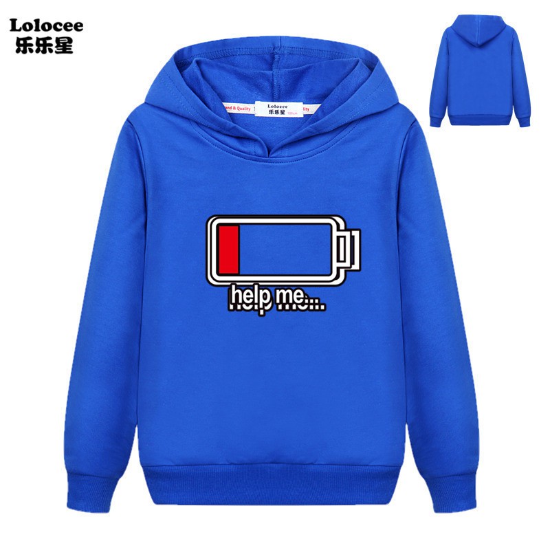 Battery is low help me Sweatshirt For Kids funny pattern printed 2019 new fashion Battery Low Pullover Hoodies