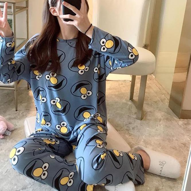 Bộ Đồ Ngủ Tay Dài In Hình Đôi Cánh Dễ Thương Dành Cho Nữ Size Xxl 400