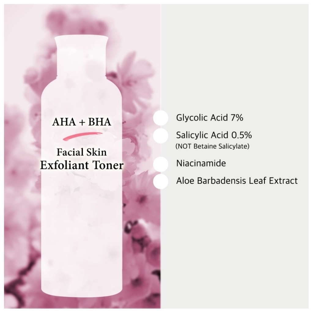 Nước hồng giúp loại bỏ tế bào da chết Cos De Baha AHA/BHA Facial toner