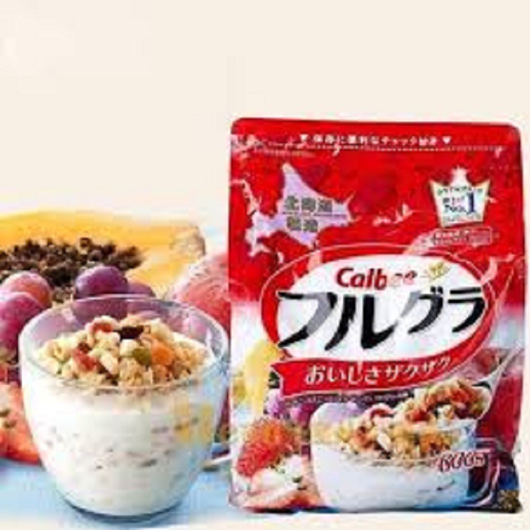 [Mã GROSALE giảm 10% đơn 150K] Ngũ Cốc Calbee vị Trái Cây gói đỏ 750g hàng Nhật Bản