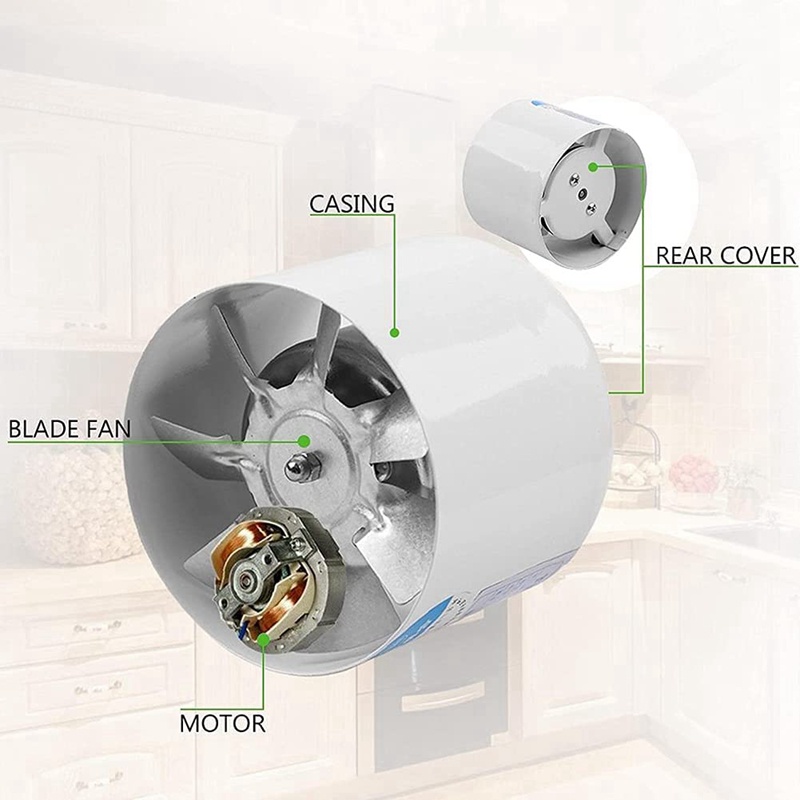 Quạt Thông Gió Mini 4 Inch Bằng Kim Loại Nhôm Gắn Tường Tiện Dụng