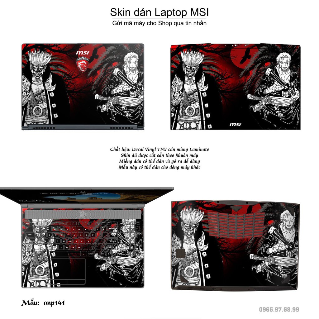 Skin dán Laptop MSI in hình One Piece nhiều mẫu 17 (inbox mã máy cho Shop)
