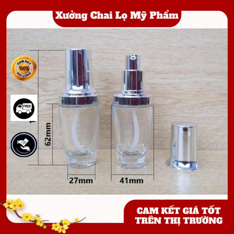 Chai Lu xịt giọt Thủy Tinh Trong 30ml đựng kem, chiết mỹ phẩm , phụ kiện du lịch