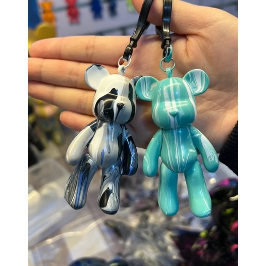 DIY / BỘ KIT GẤU ĐỔ MÀU LÀM MÓC KHOÁ GẤU BEARBRICK HIỆU ỨNG MÀU LOANG MARBEL