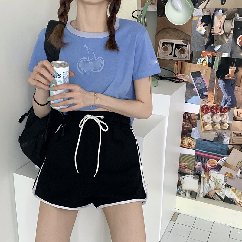 Quần short thể thao IELGY lưng cao ống rộng thời trang mùa hè cho nữ