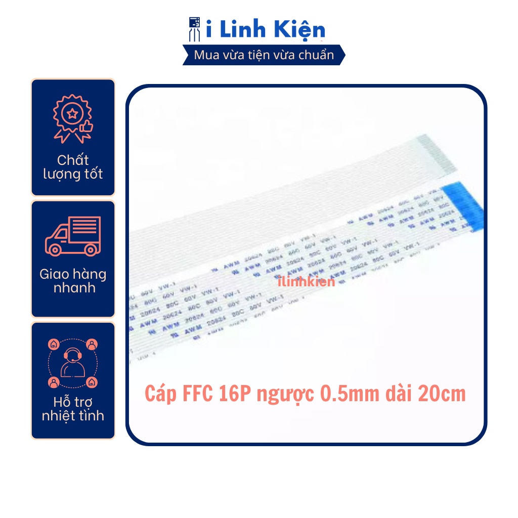 Cáp FFC 16P Ngược 0.5mm Dài 20cm Loại 1