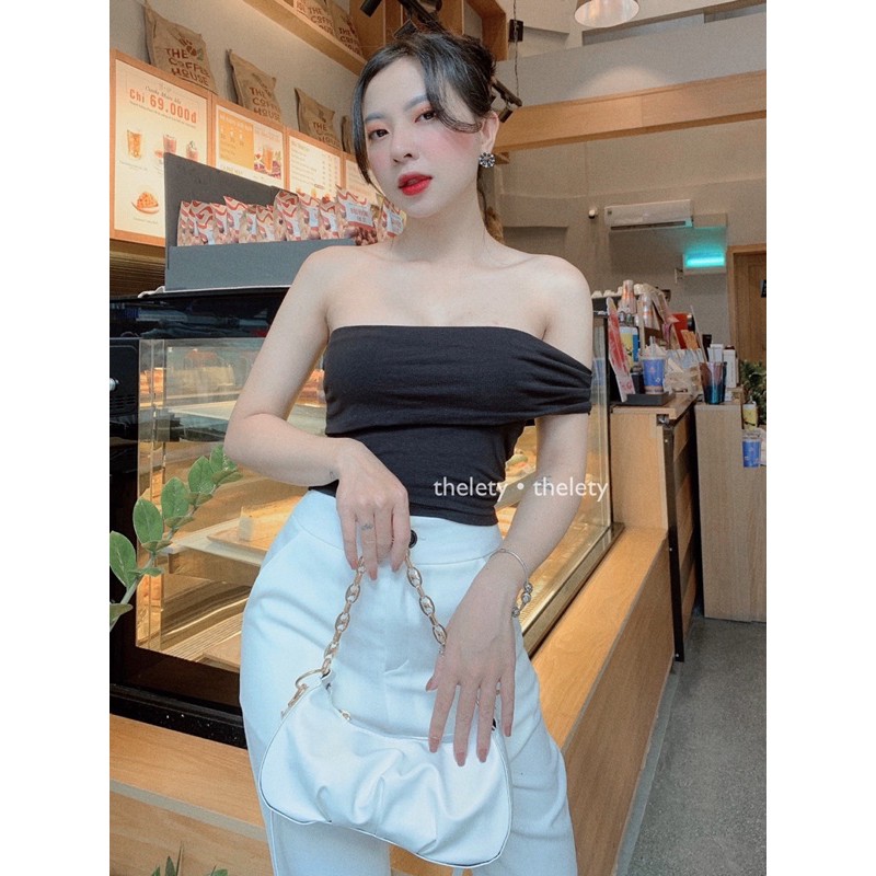 Áo Ống Croptop Lệch Vai Lật Thay Đổi Kiểu | 𝐭𝐡𝐞𝐥𝐞𝐭𝐲