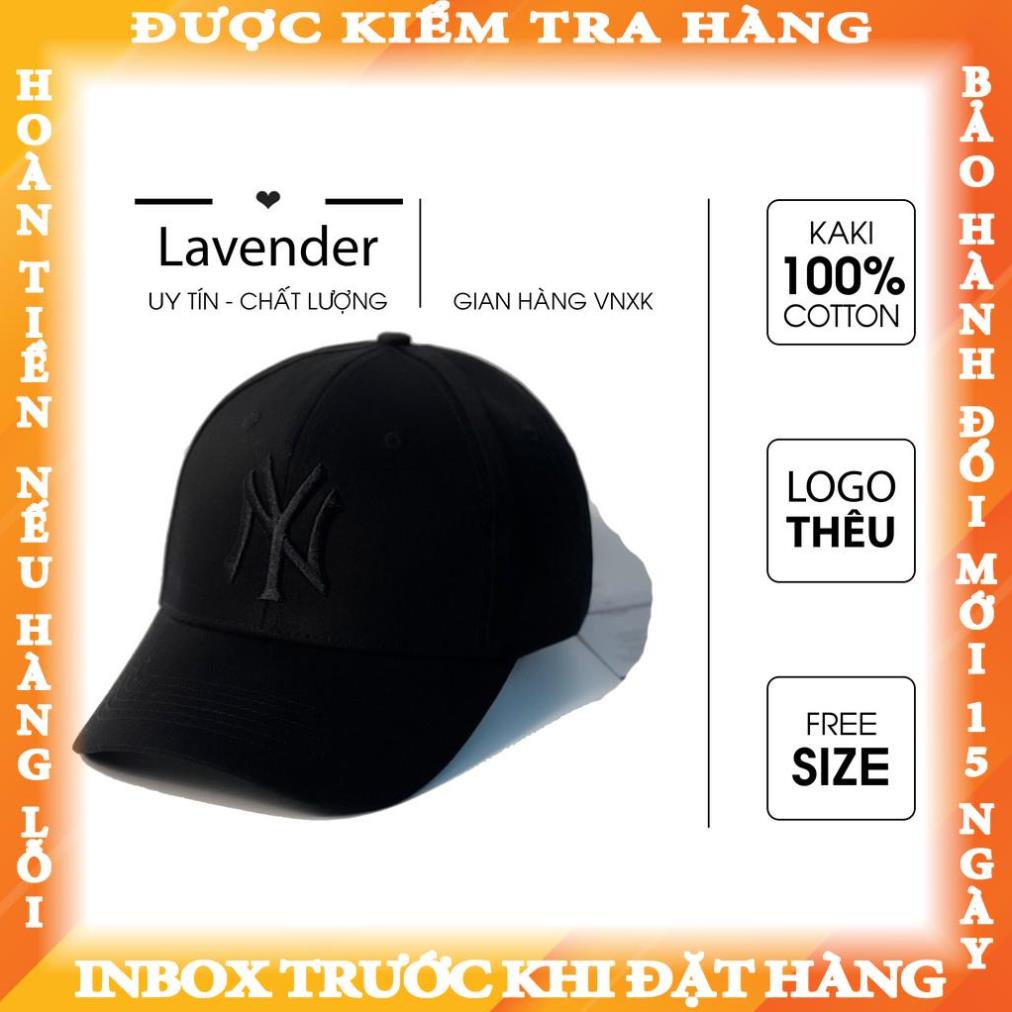 Nón kết Mũ lưỡi trai NY đen logo đen thêu tinh tế Free size jongdu