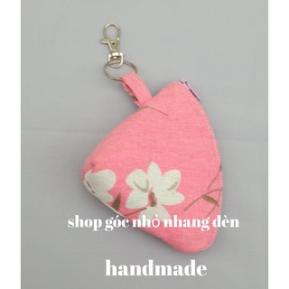ví mini sò ốc đựng tiền xu, tai nghe, trang sức, trang điểm,...may bằng vải bố canvas, kèm móc khoá càng cua