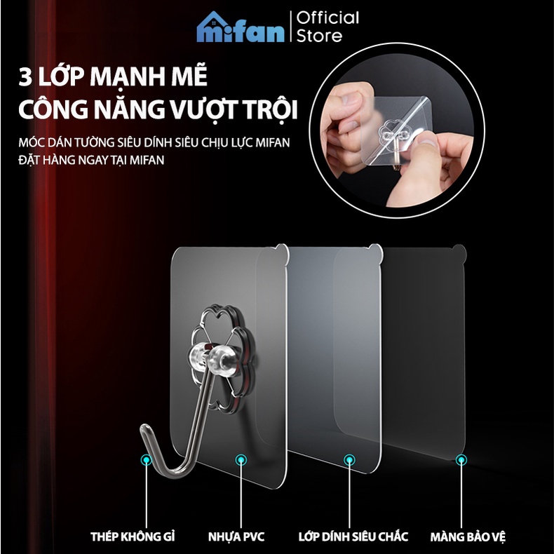 Móc Dán Tường Siêu Dính Siêu Chịu Lực MIFAN - Keo Dày Dính Siêu Chắc