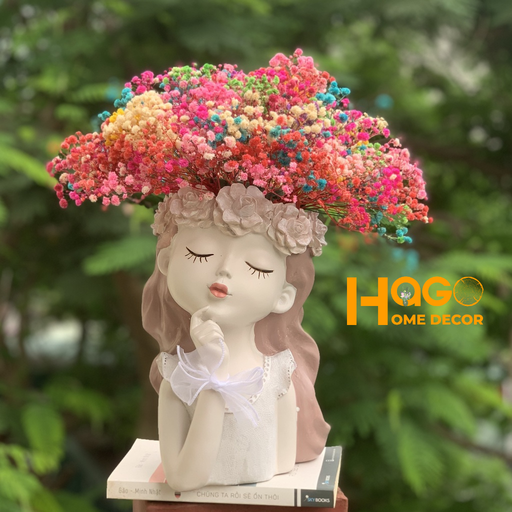 Bình Hoa Cô Gái Thiên Thần Cắm Sẵn Hoa Trang Trí Nhà, Cửa Hàng, Công Ty Làm Quà Tặng Ý Nghĩa