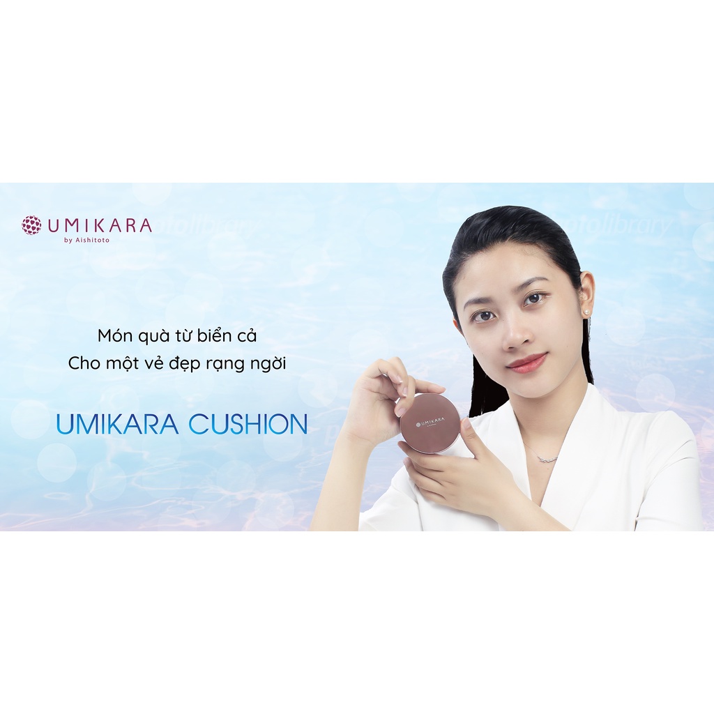 Combo Aishitoto Phấn nước trang điểm kiểm soát nhờn Umikara Airless Cushion  và Kem lót nâng tone Umikara Tone Up Primer