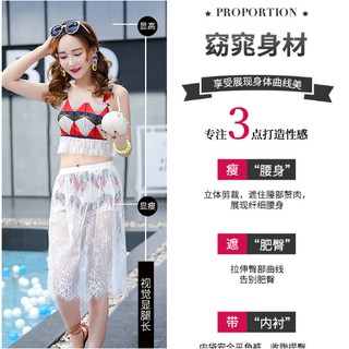 Có sẵn set đồ bơi bikini nữ 3 mảnh phối ren