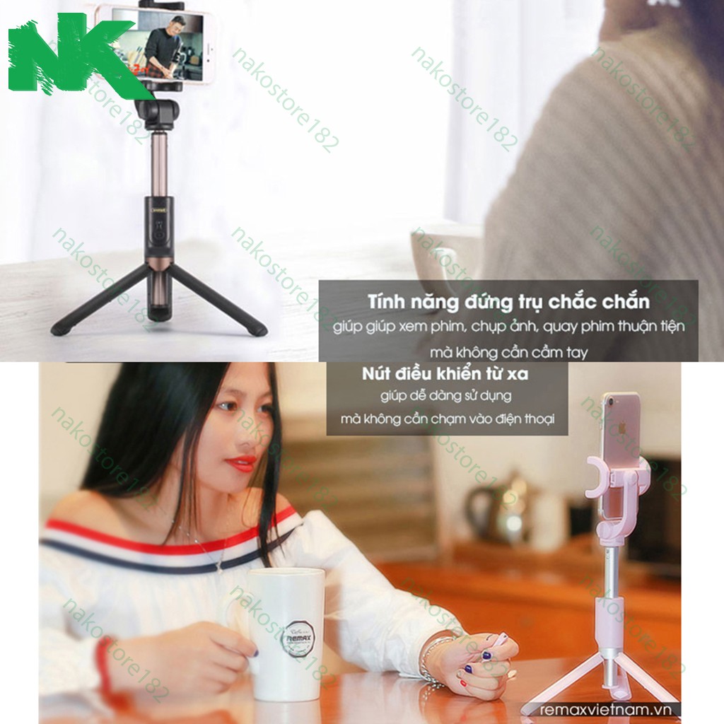 Gậy tự sướng có 3 chân Remax Tripod P9 - Kèm điều khiển Bluetooth - Chính hãng - Bảo hành 12 Tháng