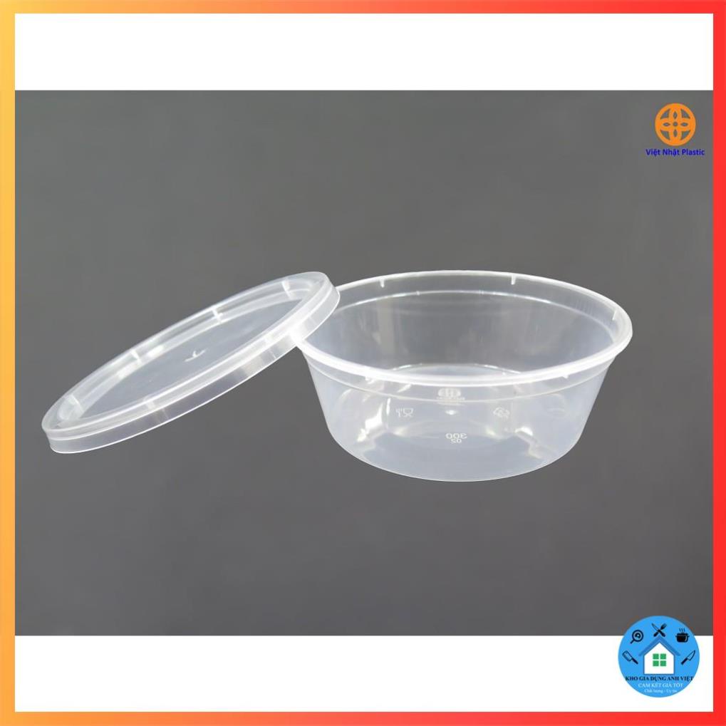 10 hộp nhựa tròn có nắp đậy 300ml Việt Nhật - Hộp bánh trôi