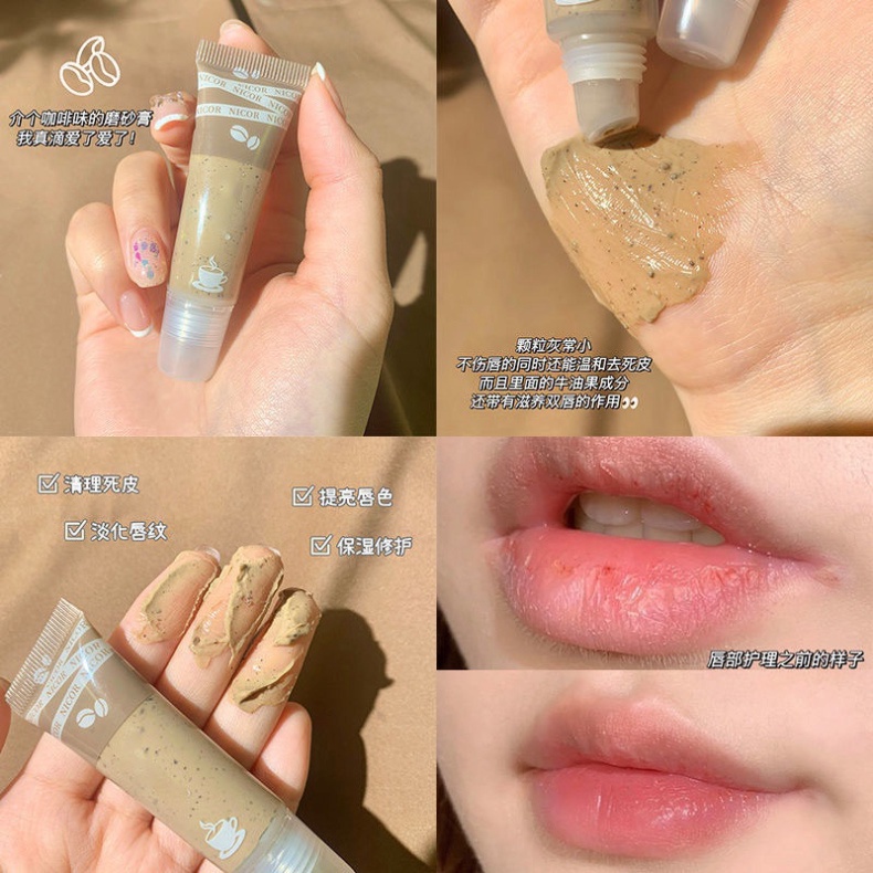 Tẩy tế bào chết môi HANBOLI chiết xuất bơ/đào/cà phê vitamin E dưỡng ẩm xóa mờ nếp nhăn MM DANA