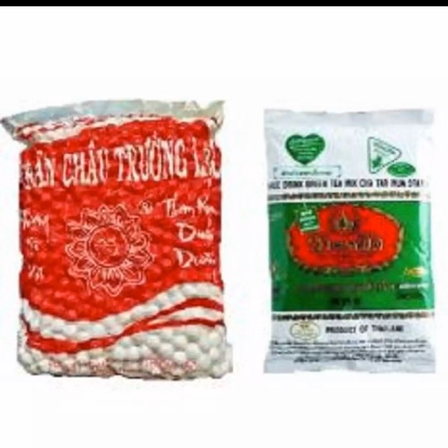 01 Gói trà xanh Thái Lan 200g + 01 Gói trân châu đen Trường Lạc 1Kg