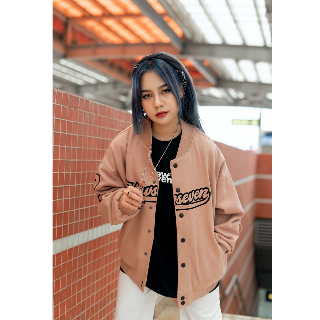 Áo khoác bomber varsity jacket N7 NEWSEVEN NỈ BÔNG bóng chày nam nữ form rộng Local Brand