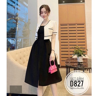   BIG SIZE  Set đầm 2 dây kèm áo khoác viền bigsize chất cotton lạnh mềm mát 