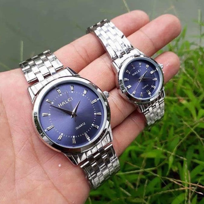 Đồng Hồ Nam Nữ HALEI H1x Mặt Xanh Dây Trắng Bạc Độc Đáo Khung Thép Gỉ Cao Cấp Lịch Lãm Sang Trọng