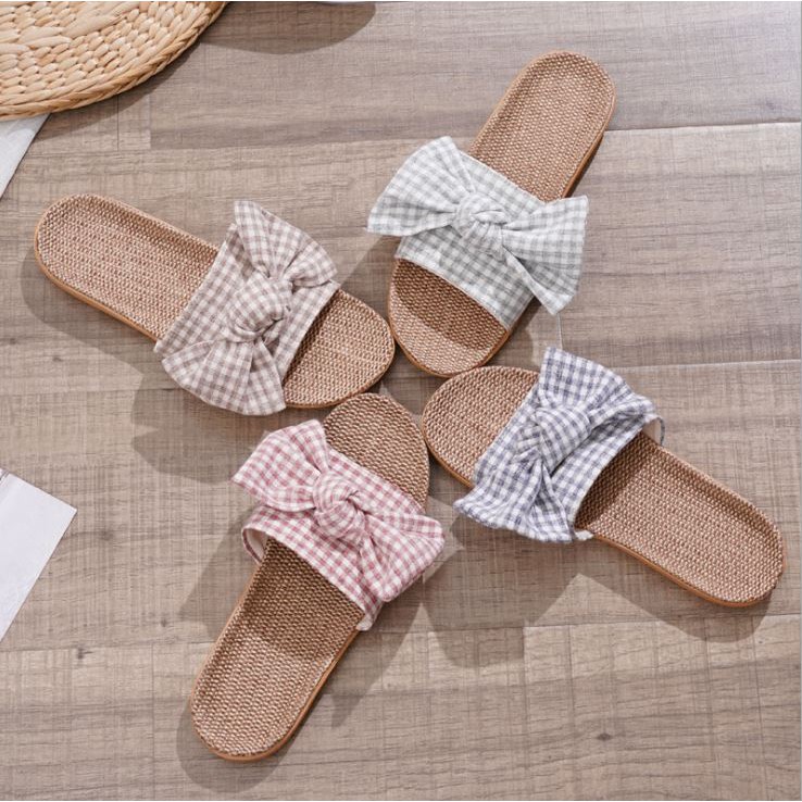 Dép cói nơ sọc xinh xắn