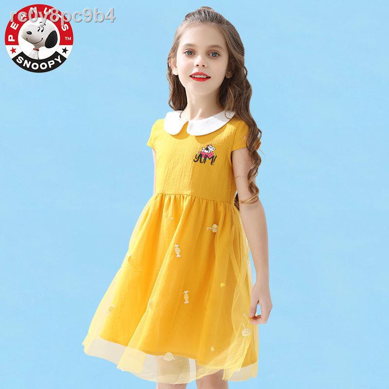 váy trẻ emváy dài❧✹♦Quần áo trẻ em màu vàng cô gái ăn mặc thời trang mùa hè váy tutu phong cách nước ngoài