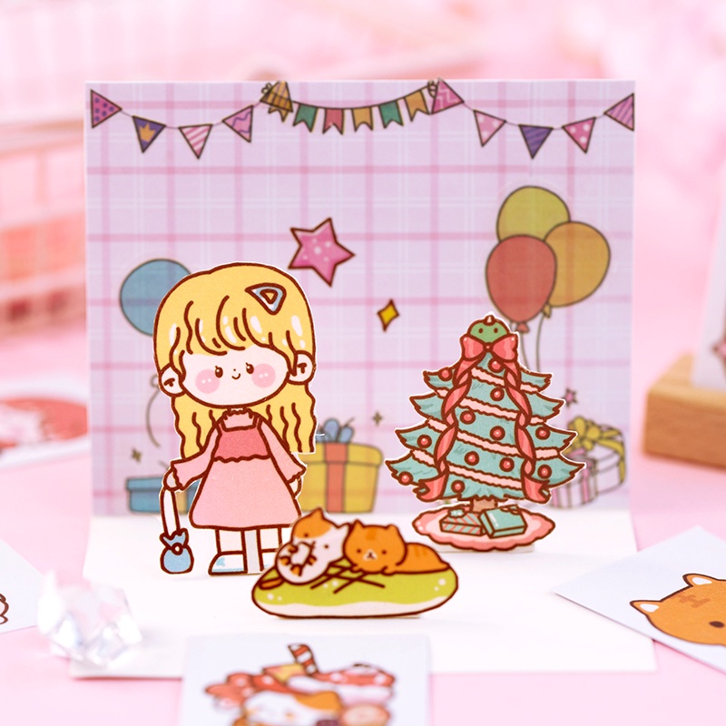 Bộ 50 Miếng Dán Tự Dính Họa Tiết Hoạt Hình Dễ Thương Cho Bé Gái