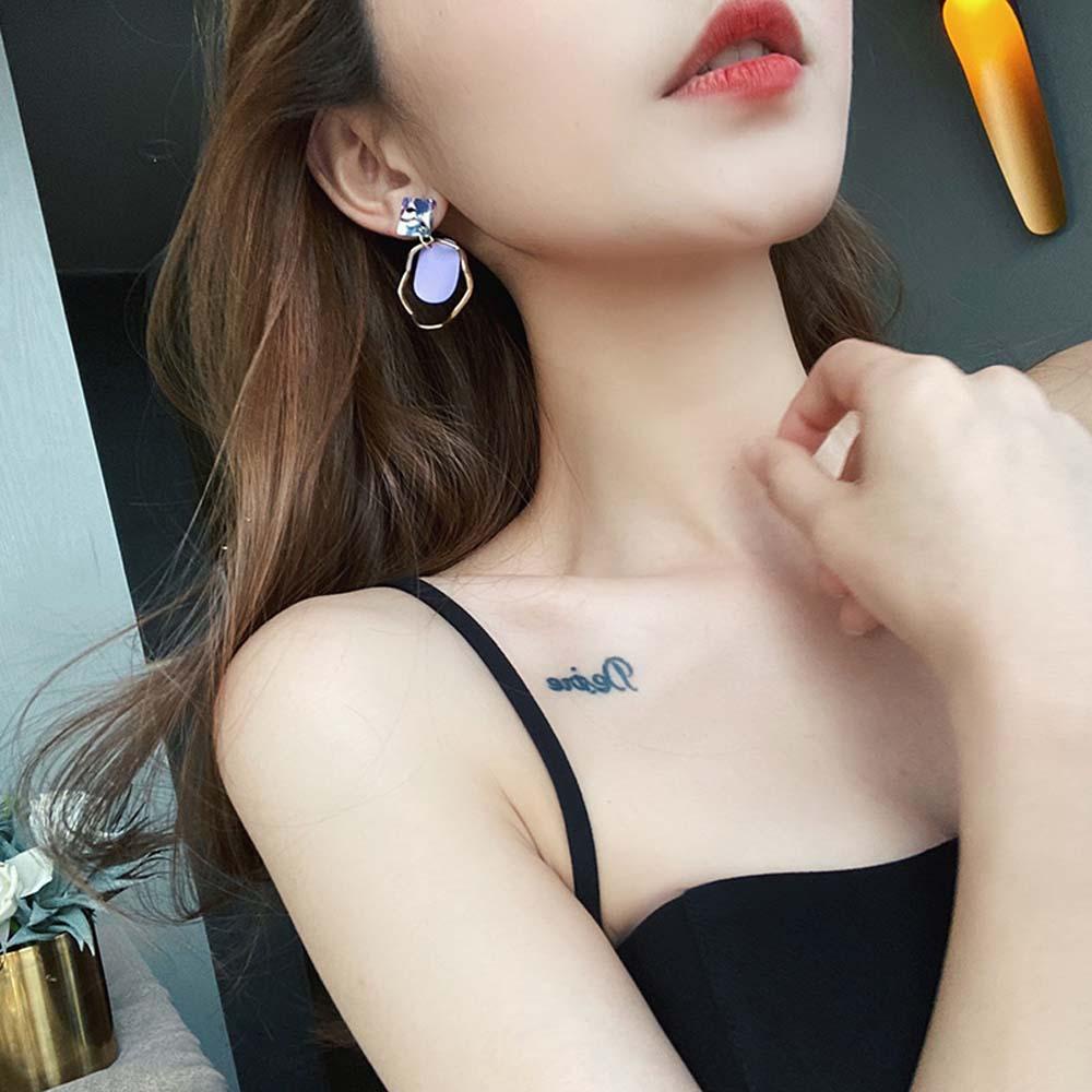 EXPEN Bông Tai Xỏ Lỗ Hình Hoa Cúc Màu Tím Bằng Bạc Thanh Lịch Dành Cho