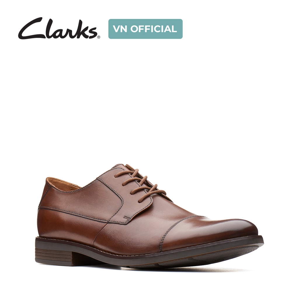 Giày Oxfords buộc dây nam CLARKS Becken Cap màu nâu