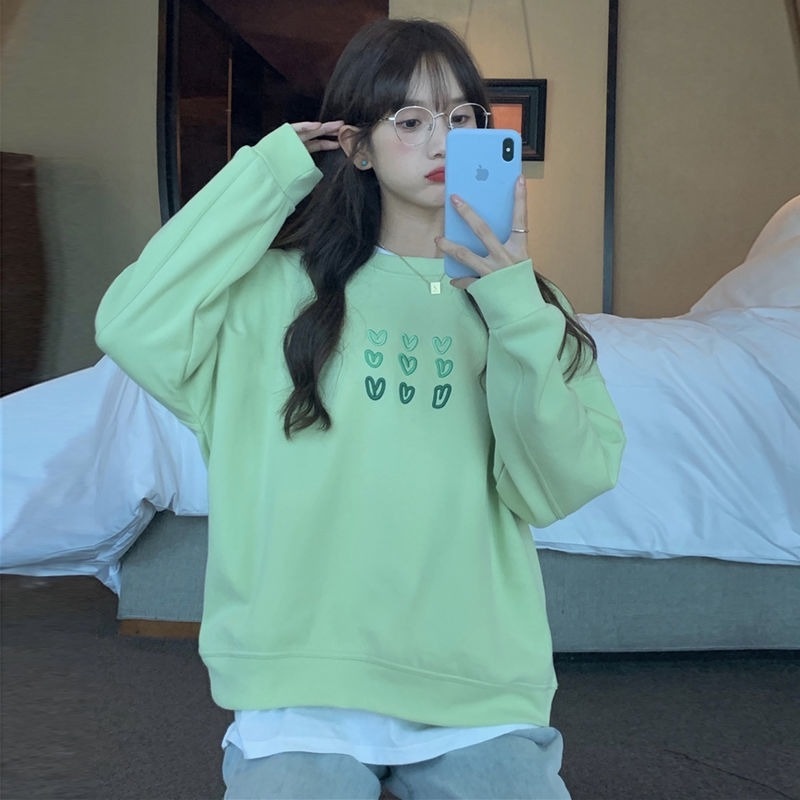 Áo len nữ dài tay cổ tròn màu hồng thời trang