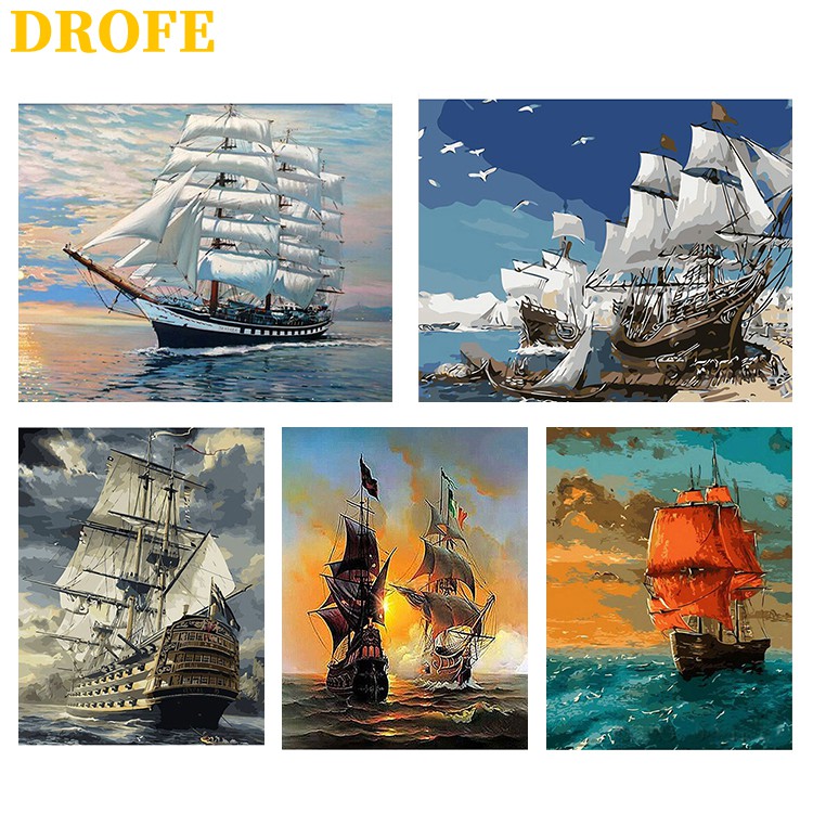 DROFE Bộ Tranh Sơn Dầu Trang Trí Tự Làm Hình Phong Cảnh 40x50cm