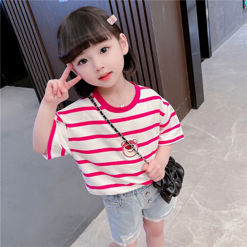 Se7en Áo Sơ Mi Ngắn Tay Cổ Thuyền Giản Dị Mùa Hè Cho Bé Gái