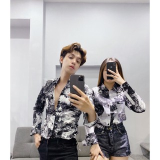Rodi áo sơ mi nam nữ loang cá tính, áo sơ mi nam nữ dài tay- d193