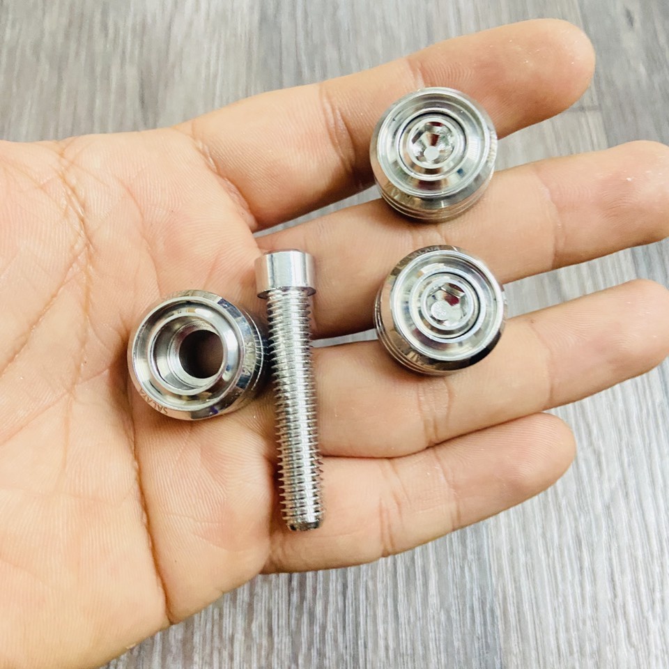 (ỐC KIỂU XE MÁY) Bộ 03 ốc khâu cảng sau xe LEAD 125, ốc gắn tay dắt sau xe LEAD 125 ốc SALAYA thái xoắn INOX 304