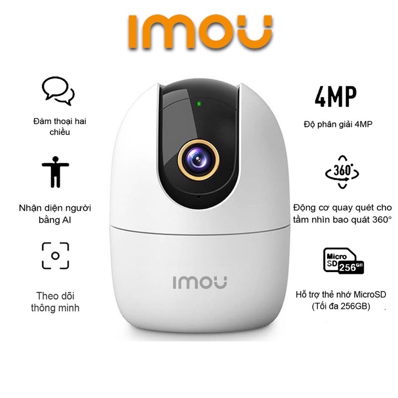 Camera wifi,camera imou ranger 4mp IPC-A42P phân giải 4.0 Megapixel ,quay quét,hồng ngoại,đàm thoại–Hàng chính hãng