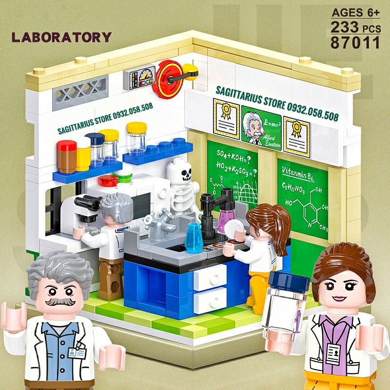 Combo 4 Bộ Lego Lắp Ráp Mô Hình Phòng Học , Gym , Milk Tea & Phòng Thí Nghiệm