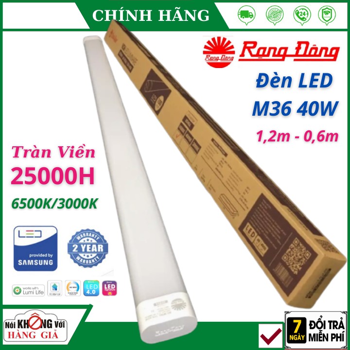 Đèn Tuýt Led Bán Nguyệt Rạng Đông M36 💥 FREESHIP 💥 Dài 1,2m/0,6m - 40W/20W , Thiết Kế Ánh Sàng Tràn Viền Led Siêu Sáng