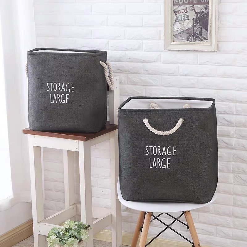 Thùng vải cát cứng đựng đồ Vintage dày dặn loại đẹp - Décor nhà Sò